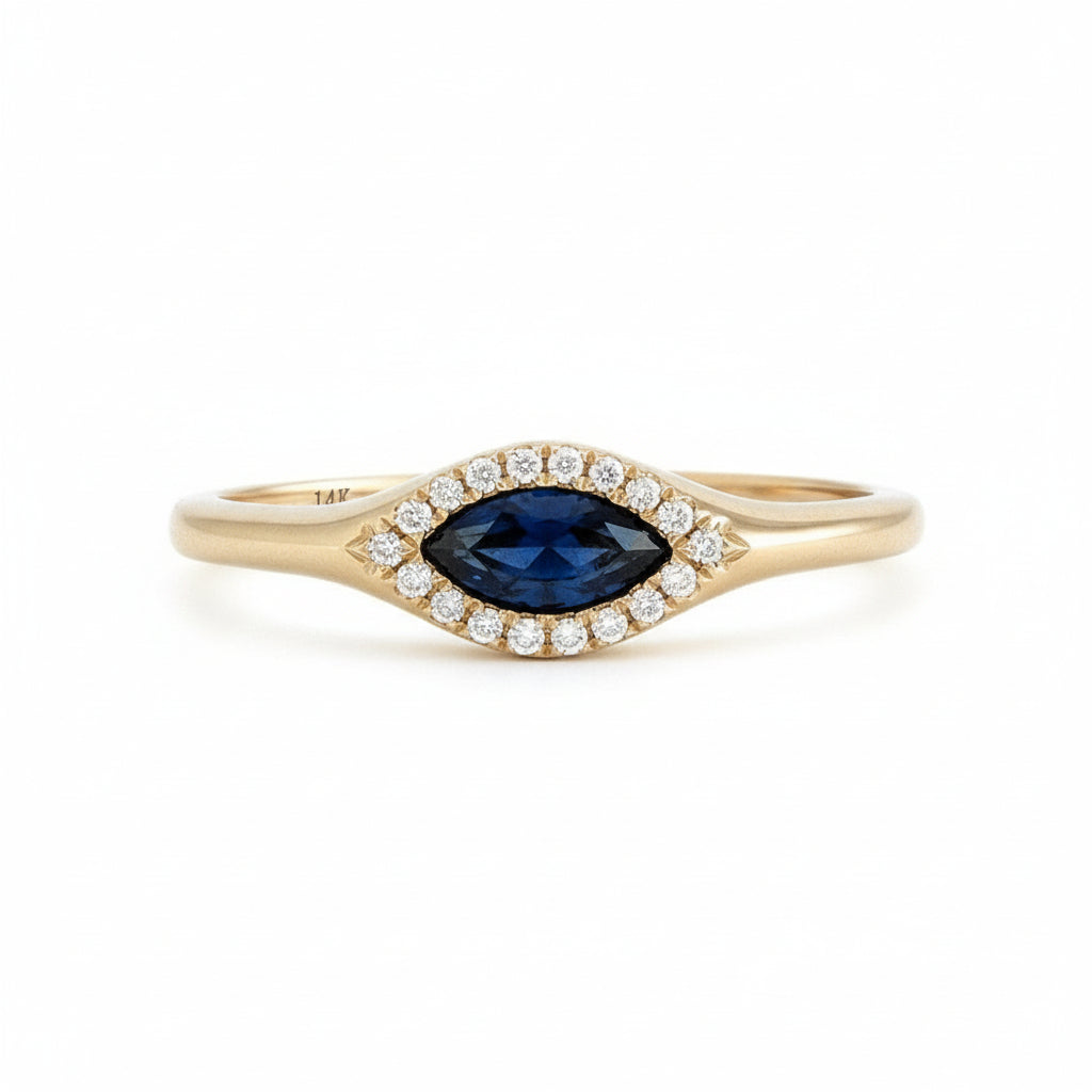 14K Yellow Gold Sapphire & Diamond Ring