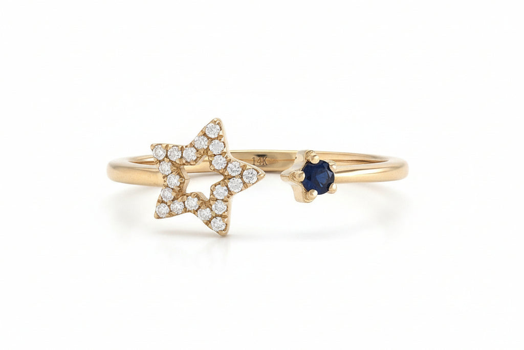 14K Yellow Gold Sapphire & Diamond Ring