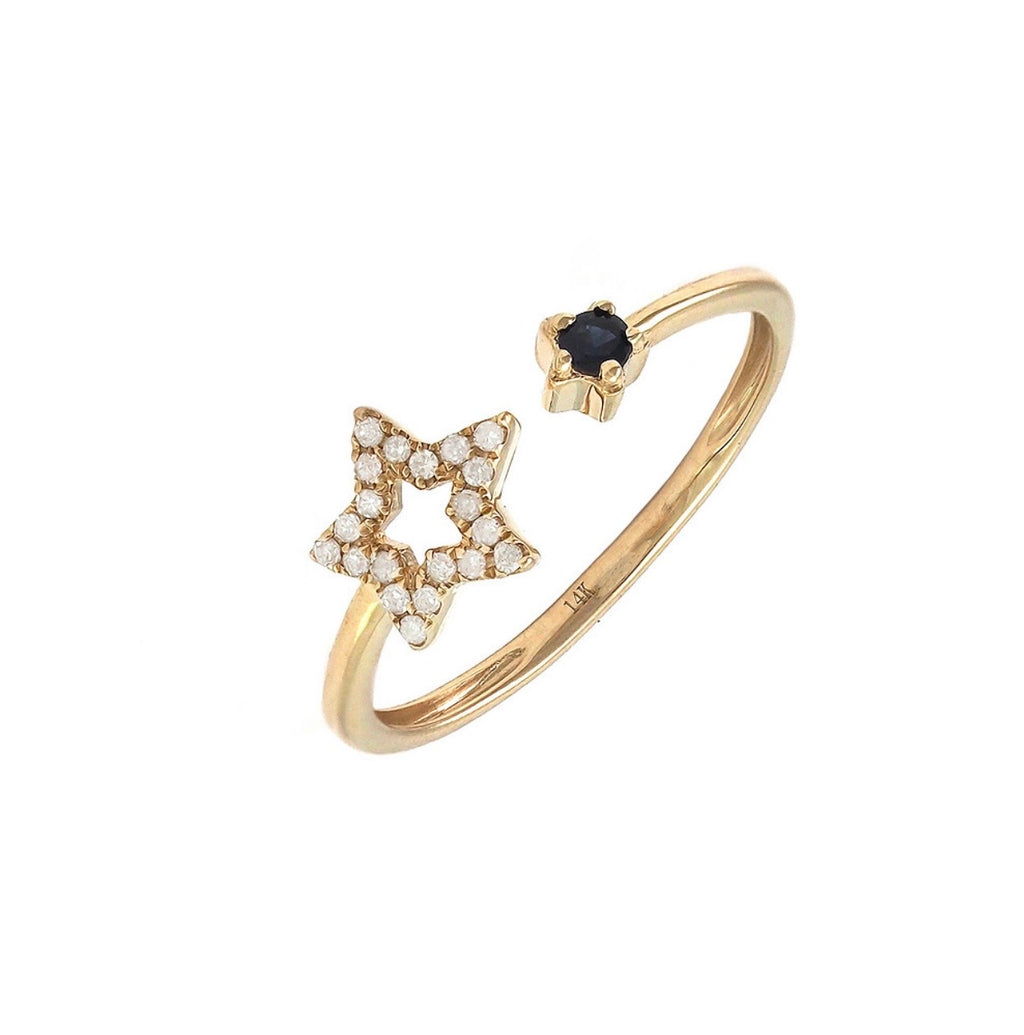 14K Yellow Gold Sapphire & Diamond Ring