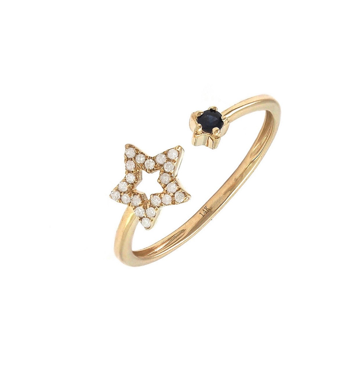 14K Yellow Gold Sapphire & Diamond Ring