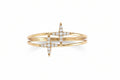 14K Yellow Gold Ring with Two Four-Point Stars and Diamonds