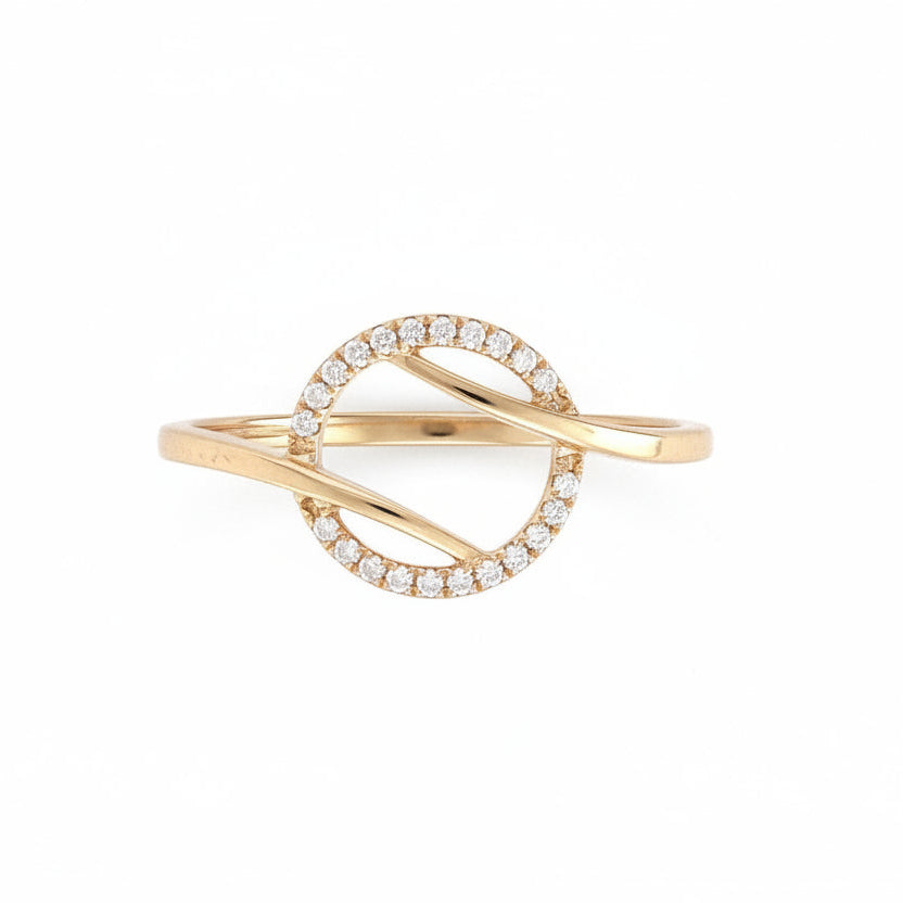 14K Yellow Gold Diamond Circle Ring