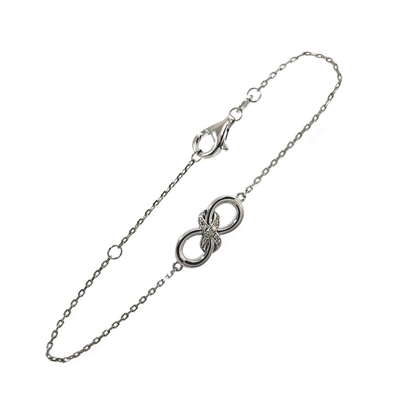 Sterling Silver Bracelet with Infinity Design and Diamond