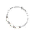 Sterling Silver Paperclip-Style Bracelet with Pearls