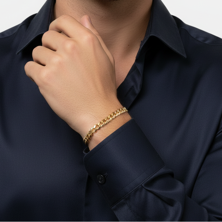 10K Solid Yellow Gold American Cuban Bracelet