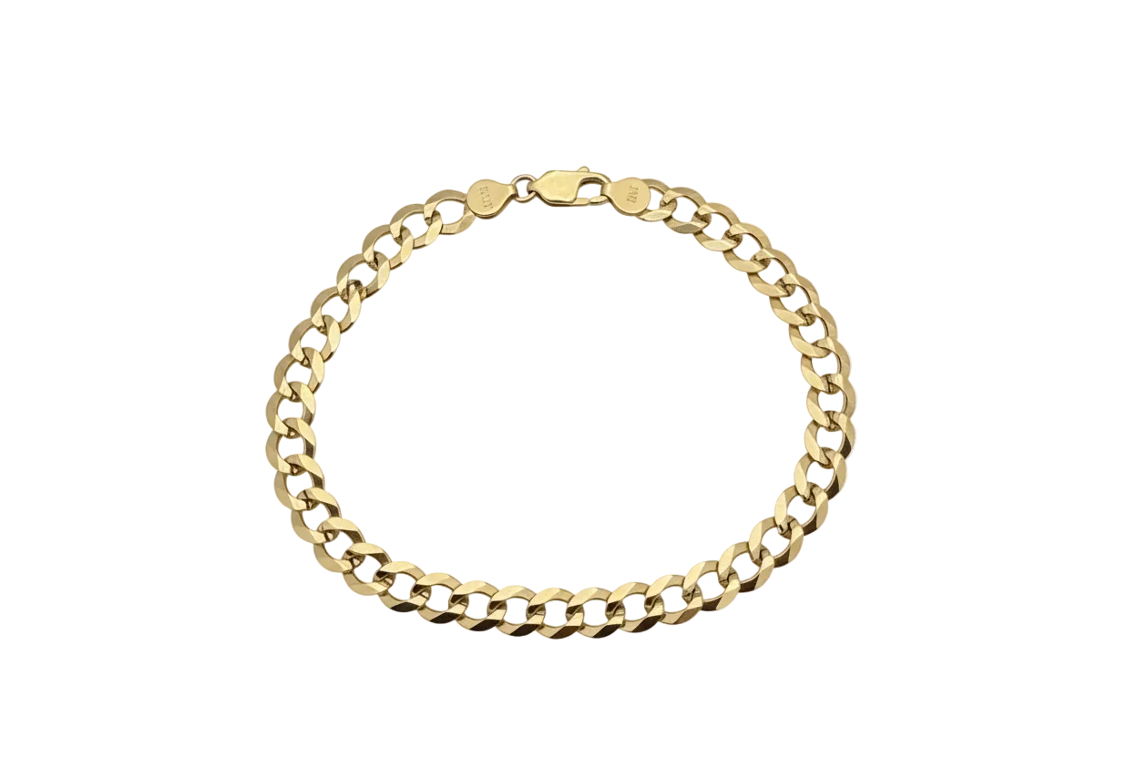 10K Solid Yellow Gold American Cuban Bracelet