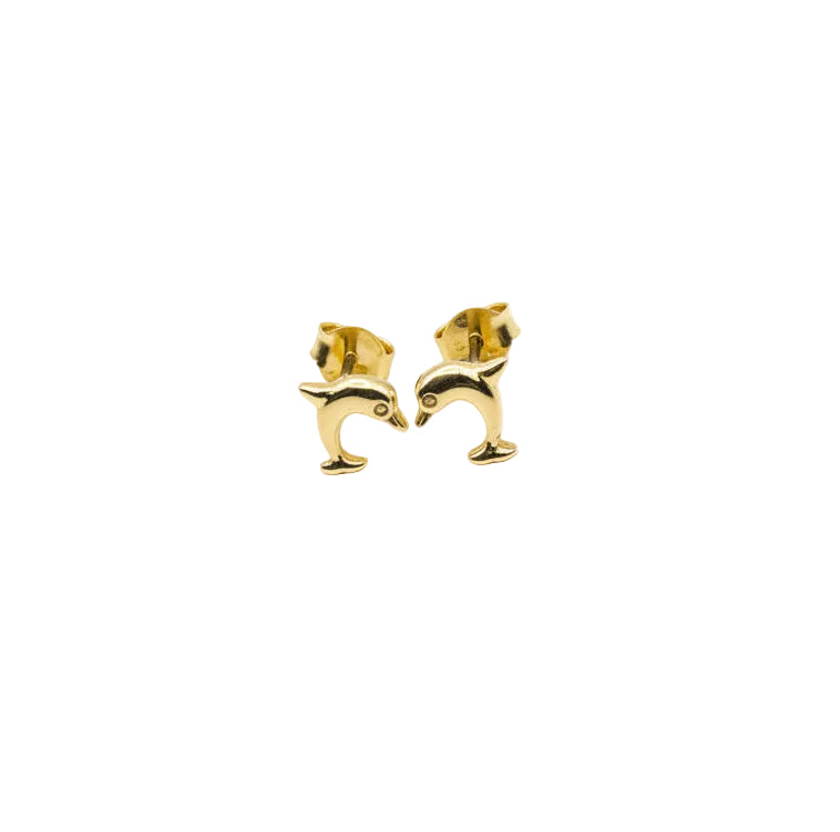 10K Yellow Gold Dolphin Earring