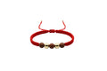Handcrafted red macrame bracelet with 14K gold beads and brown aventurine stones