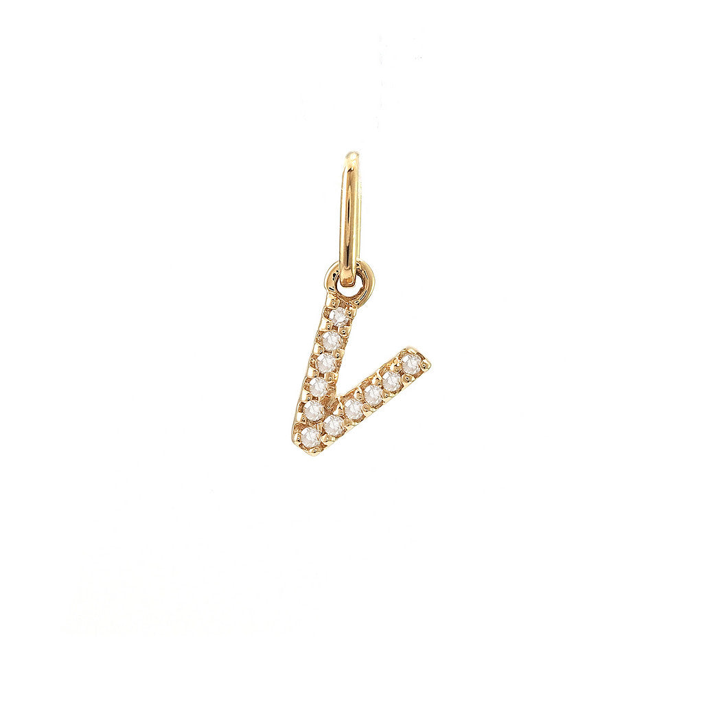 14K Yellow Gold Diamond Initial Pendant, A to Z Letters