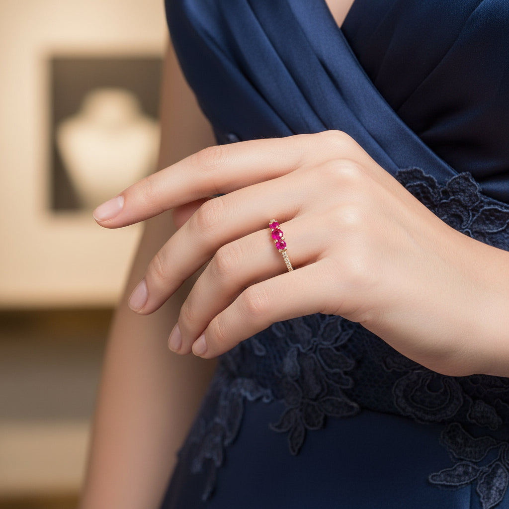 14K Yellow Gold Sapphire & Diamond Ring