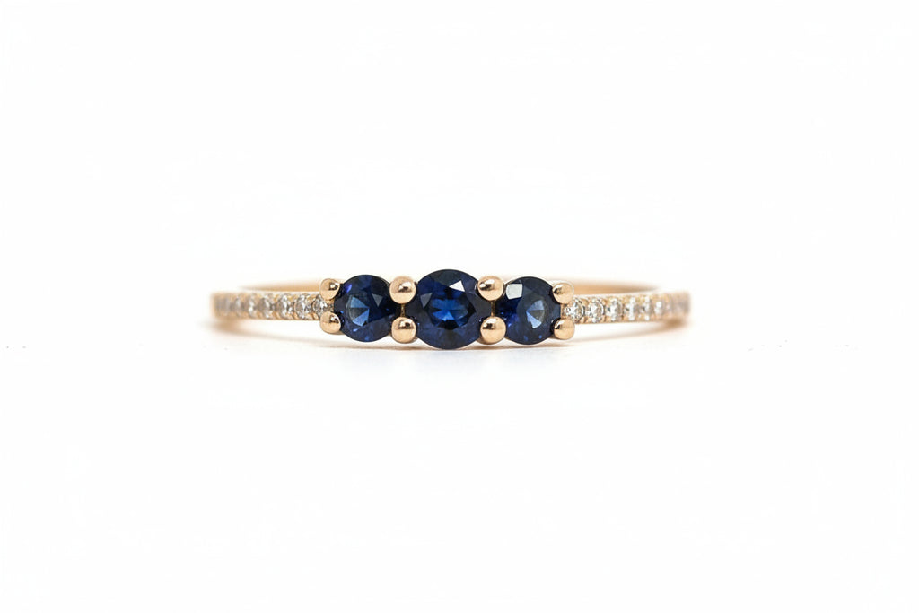 14K Yellow Gold Sapphire & Diamond Ring
