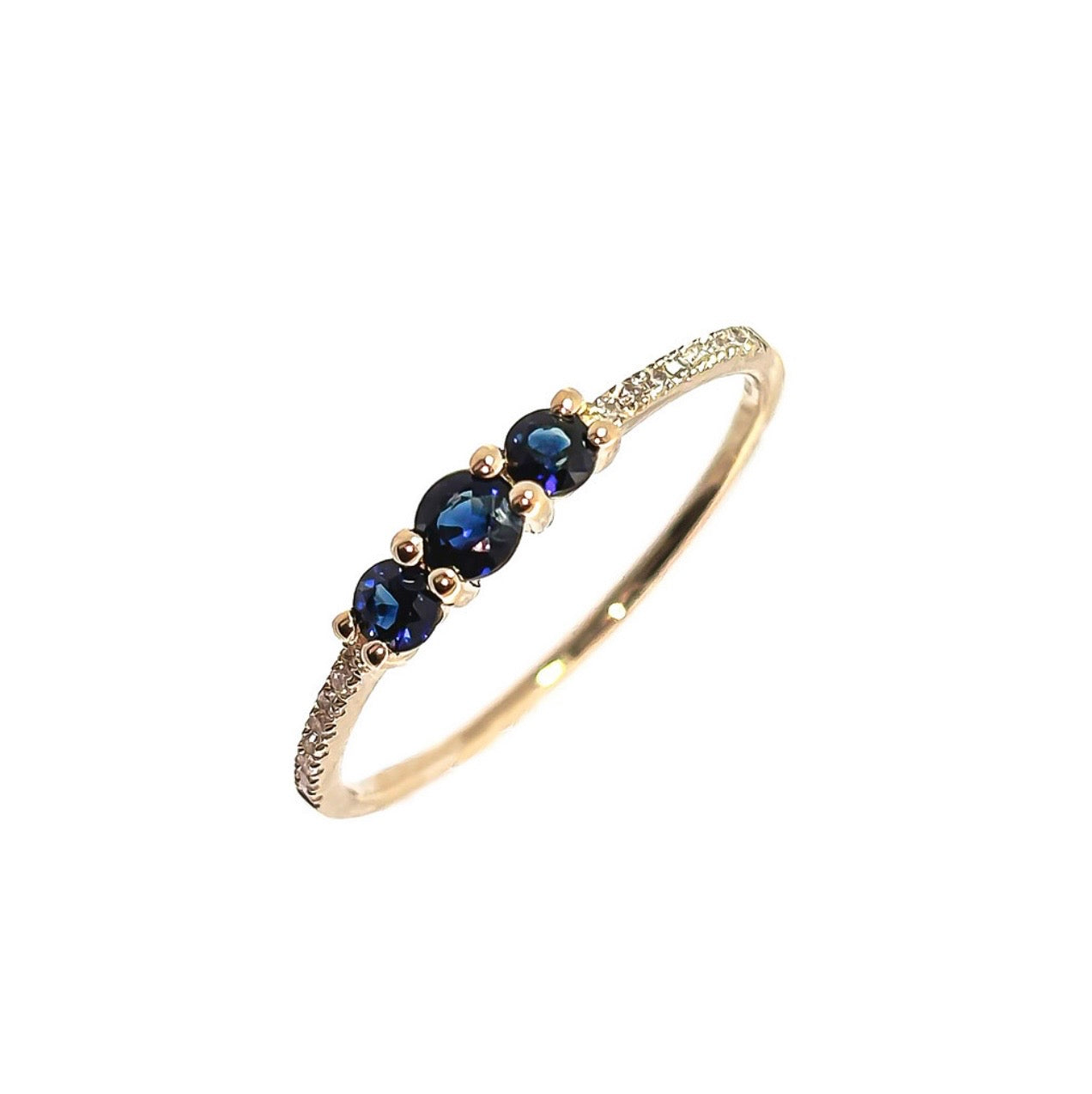 14K Yellow Gold Sapphire & Diamond Ring
