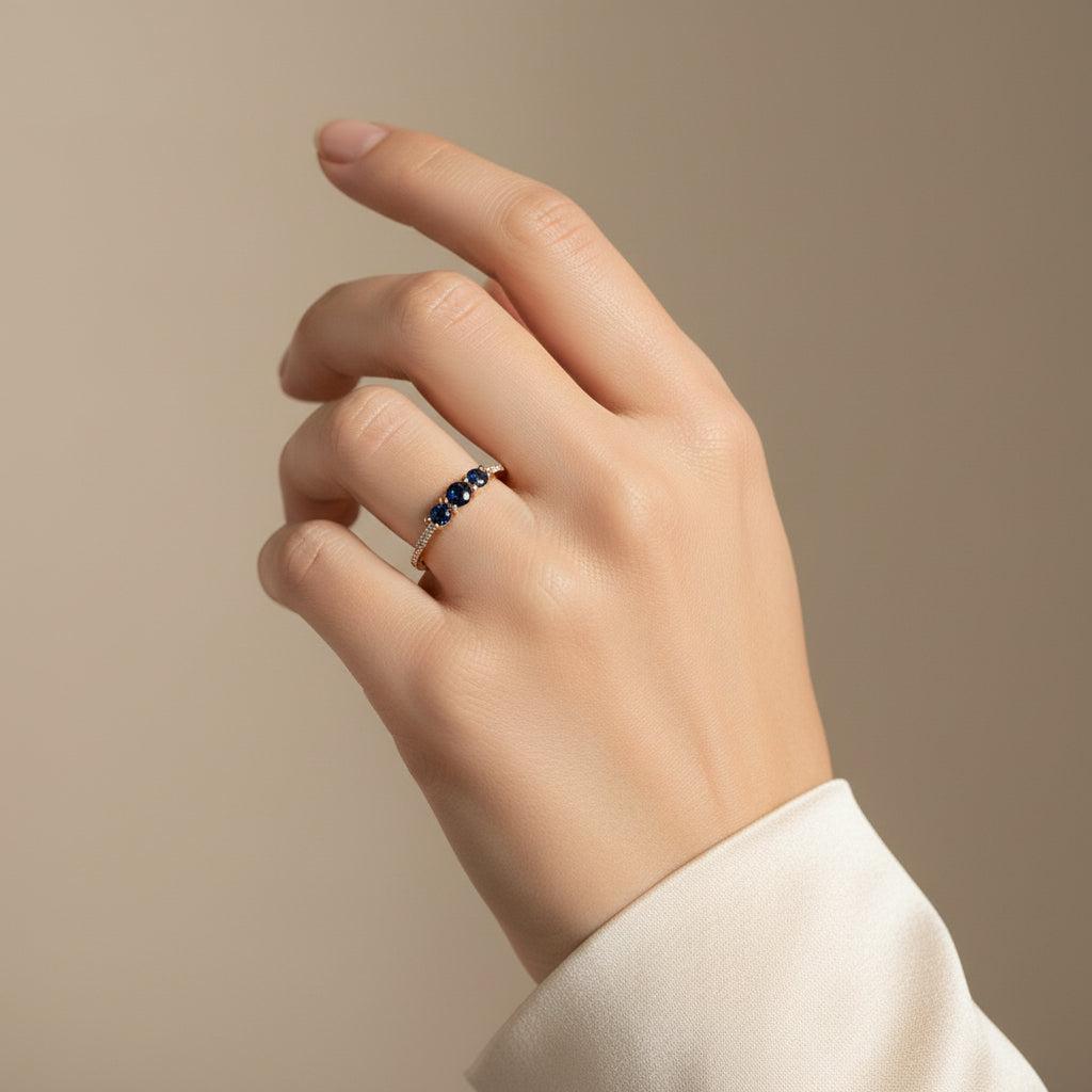 14K Yellow Gold Sapphire & Diamond Ring